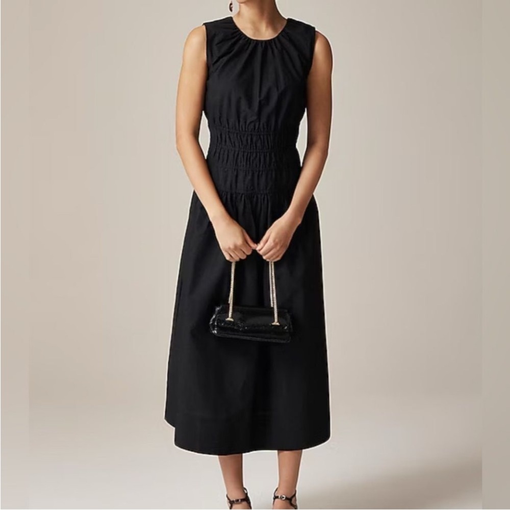NWT J. Crew Black Hyacinth Midi Dress Small NWT